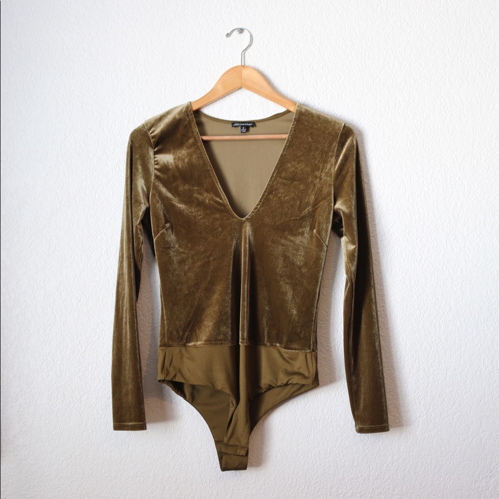 Green Velvety Bodysuit Sz: S